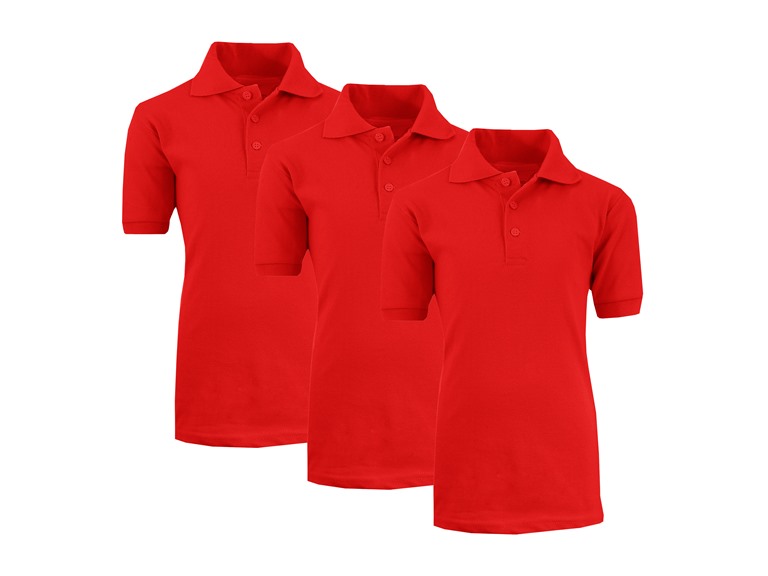 GBH WC-----(3-Pack Boy's Polos) ZBE / RD-RD-RD / 4 4 3PK Boys Short Sleeve School Polo Red x3