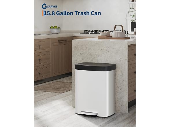 16 Gal/60L Stainless Steel Trash Can with Soft-Close