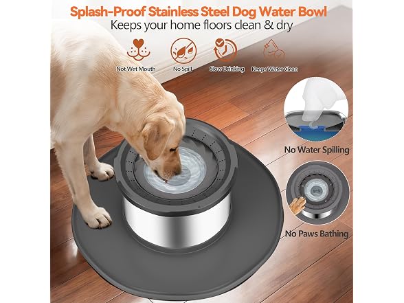 Decflow 12L No Spill Stainless Steel Dog Water