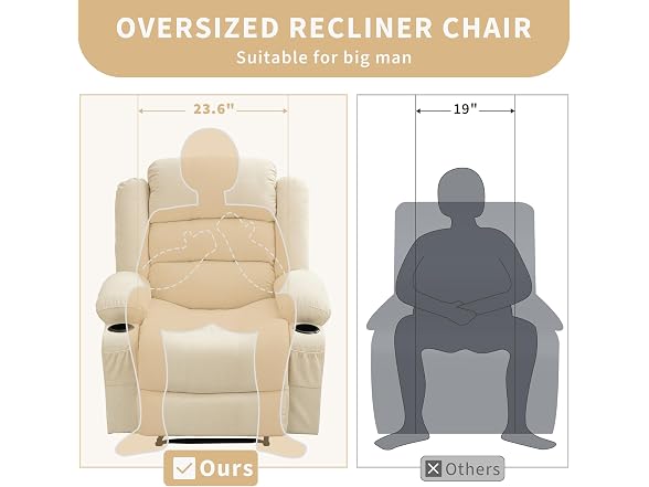 GarveeHome Wide Oversize Recliner Chair