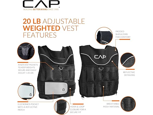 CAP Barbell Adjustable Weighted Vest, 20-Pound