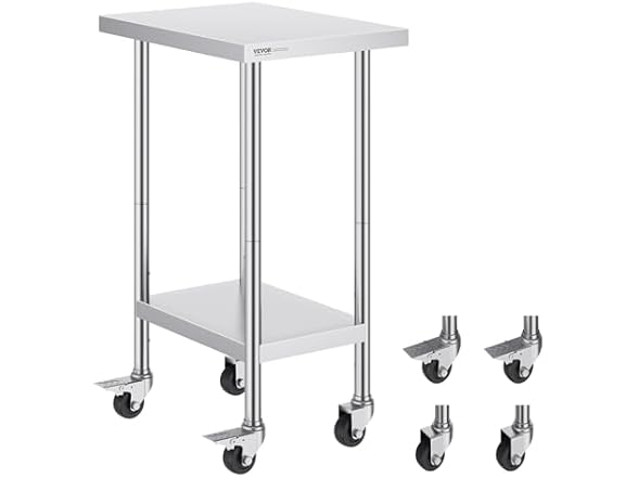 VEVOR Stainless Steel Work Table 24 x 18 x 38 Inch