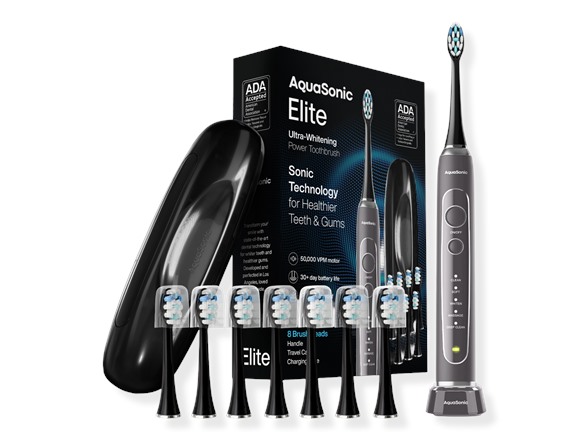 AquaSonic Elite Toothbrush Set Charcoal - Gallery 2