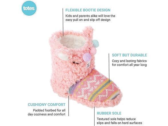 Totes Kids (7-8) Llama Slippers