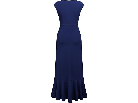 Miusol Women (XL) Elegant V Neck Dress Navy Blue