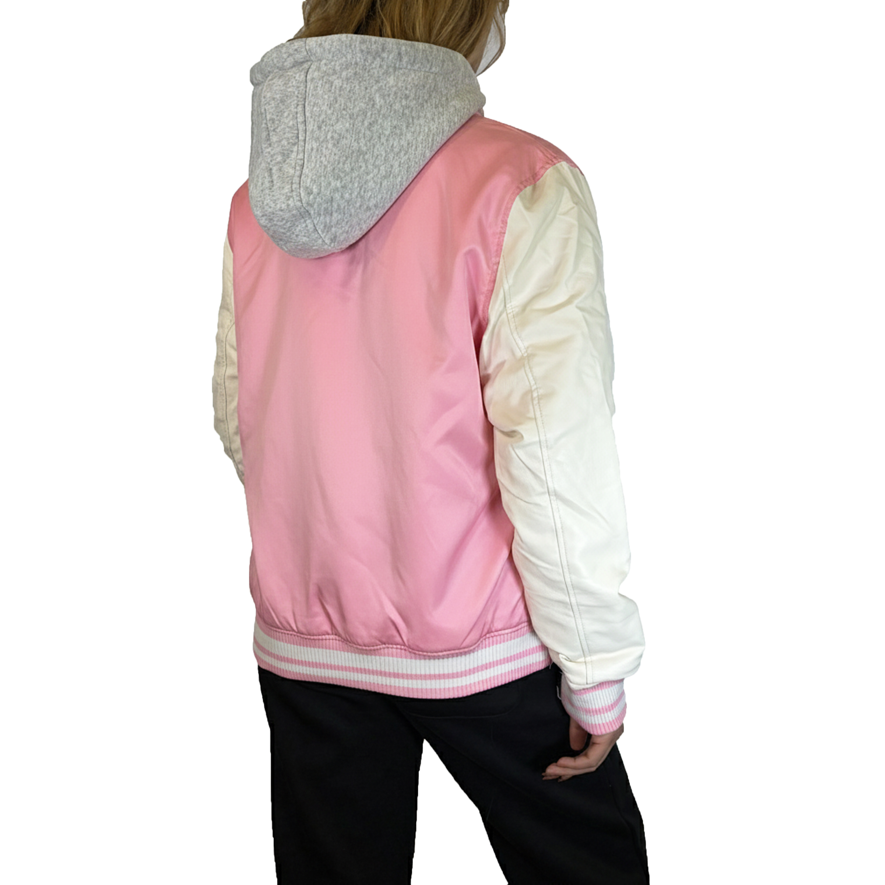 Womens Oversized Heavyweight Hooded Varsity Jacket - Gallery 30
