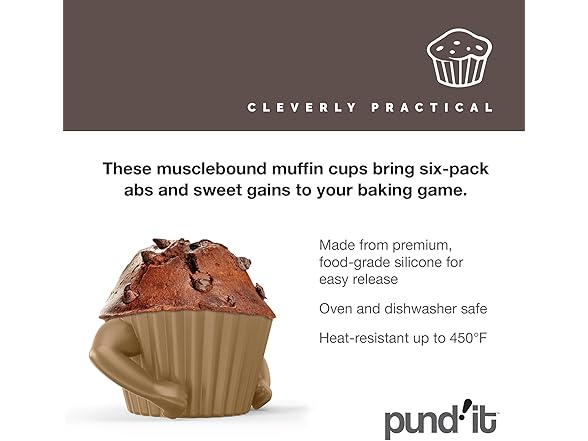 Pund'it Stud Muffins, Set of 4 Standard Size Muffin and Cupcake Wrappers