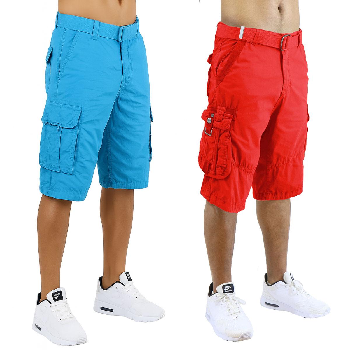 2Pk Mens Belted Cargo Utility Shorts - Gallery 16