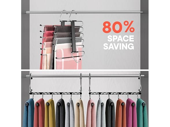 Black Space Saving Pants Hangers 4 Pack
