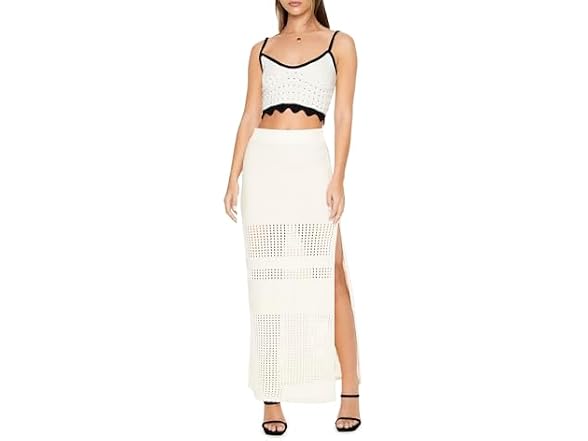 Forever 21 (S) Open-Knit Maxi Vanilla Skirt