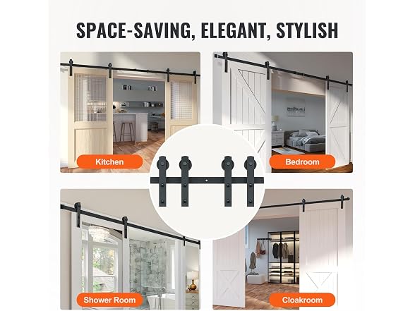 8FT Sliding Barn Door Hardware Kit, 330LBS Heavy
