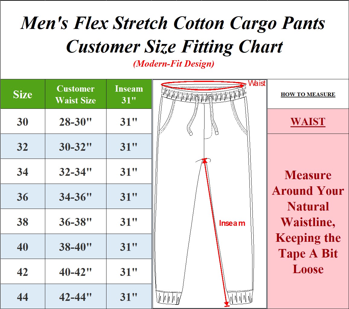 3Pk Mens Flex Stretch Cargo Pants (31" Inseam) - Gallery 8