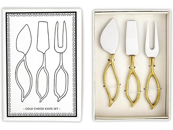 Santa Barbara Design Studio Cheese Knives 3-Piece, Gold