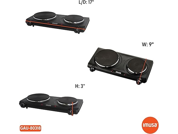 IMUSA Double Electric Hot Plate, Black