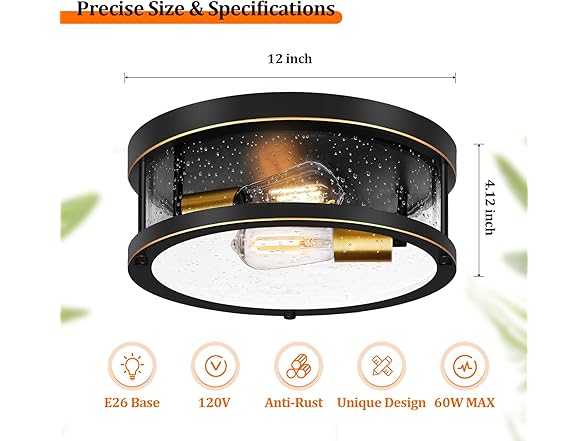Brightever Flush Mount 2-Light Fixture