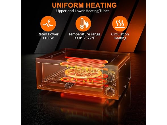 1100W Commercial Countertop Pizza Oven, 13 Inch 