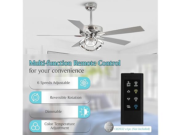 Parrot Uncle F6367-PU 52" Modern Ceiling Fan