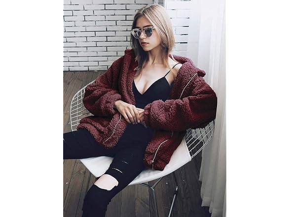 Comeon Women's (2XL) Women's Coat Casual Lap Burgu