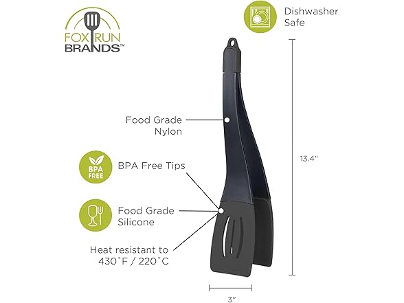 Fox Run 3-In-1 Black Nylon Spatula