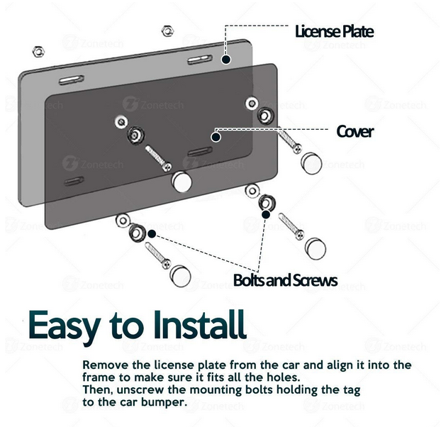 Zone Tech GA0044-UB Smoked License Plate 2pk - Gallery 6