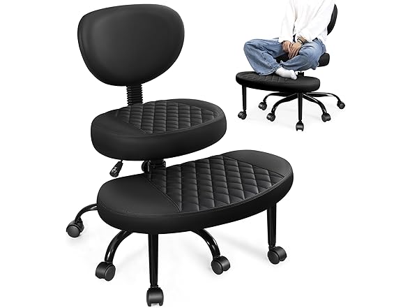 Ergonomic Cross Legged Office Chair with Wheels