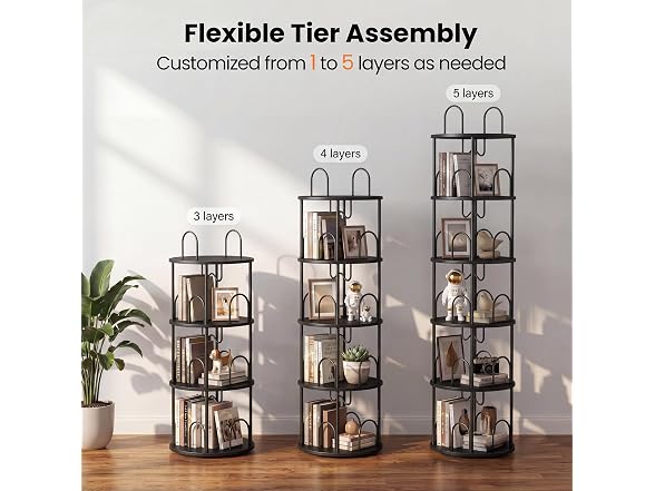 5 Tier Rotating Bookshelf, 360°
