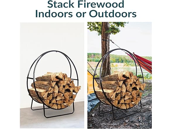 Sunnydaze 48-Inch Outdoor Firewood Rack Hoop