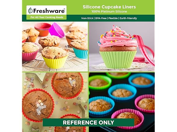 Freshware Cupcake Silicone Liners, Pack of 12