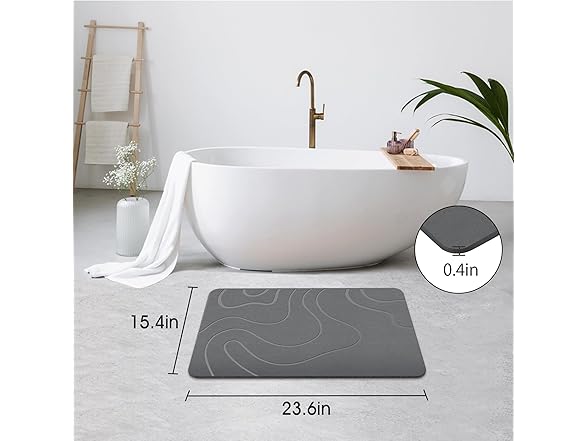 ZIKIBL Stone Bath Mat | 24''x16'' Grey