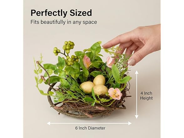 6 Inch Blossom Bird’s Nest with Eggs
