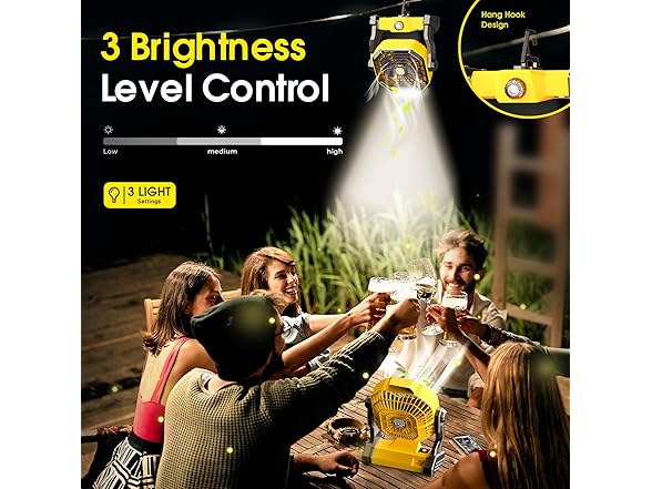 JINLICTE Camping Fan with LED Lantern