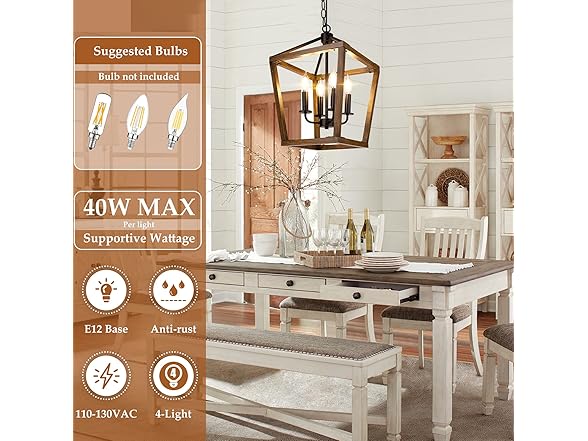 BrightHome B094YBCLLJ Farmhouse Chandelier Light Fix