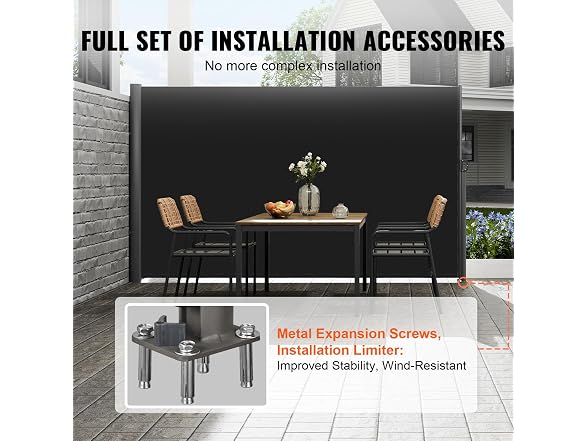 Retractable Side Awning, 71''x 118'' Aluminum