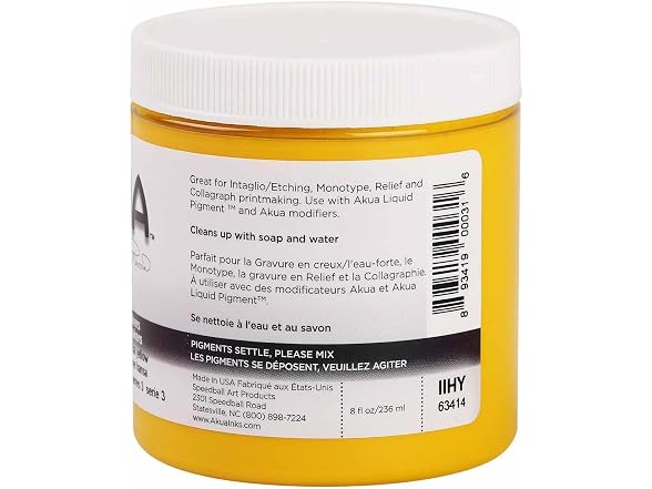 Akua Intaglio Ink 8oz Hansa Yellow
