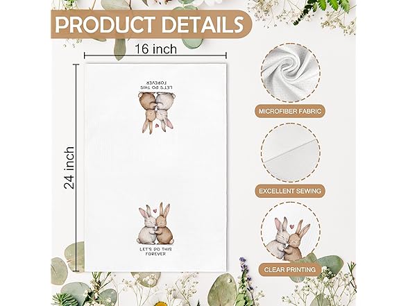 Valentines Easter Bunny Kitchen Towels