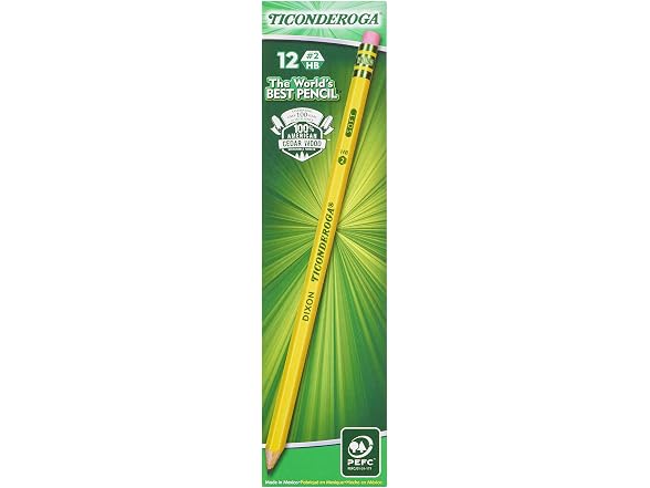 Dixon TICONDEROGA Woodcase Pencils with Erasers