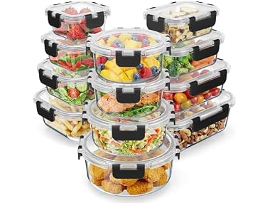 $37.99, Was $44.99, 15% Off! Emporio Kitchen Glass Storage Containers 24 Pieces Black dealfomo