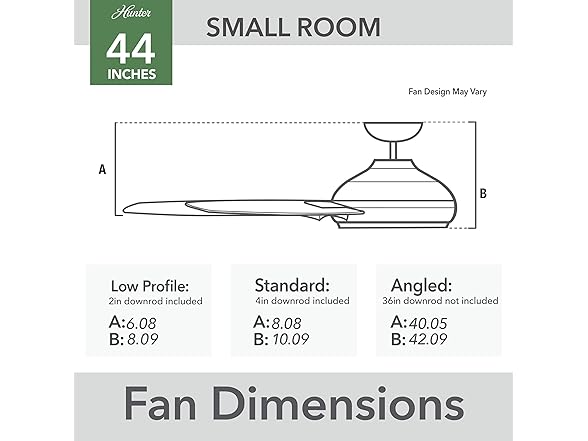 Hunter Fan 44" Casual Matte Black Indoor Ceiling Fan