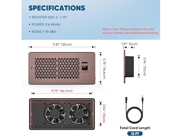 MATULSA Register Booster Fan 4 x 10" Bronze