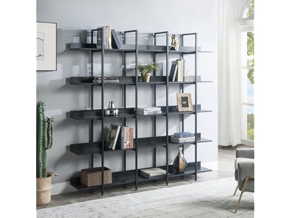 5-Tier Bookcase with Metal Frame Vintage