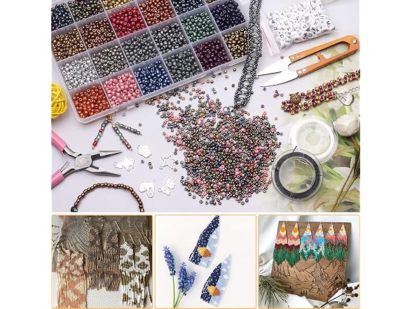 FEEIN 4mm 6/0 Glass Seed Beads Letter Beads for a