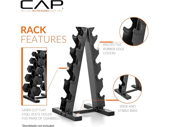CAP A-Frame Hex Dumbbell Storage Rack, 150lb