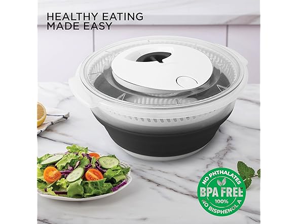 4 Qt Collapsible Salad Spinner Black
