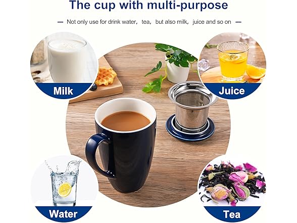 Vossfamul Tea Cup with Removable Infuser and Lid, 16 Oz 