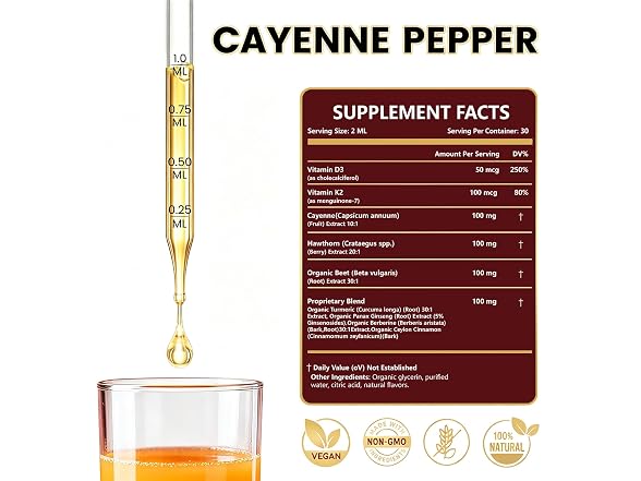 Cayenne Pepper Drops Supplement Liquid
