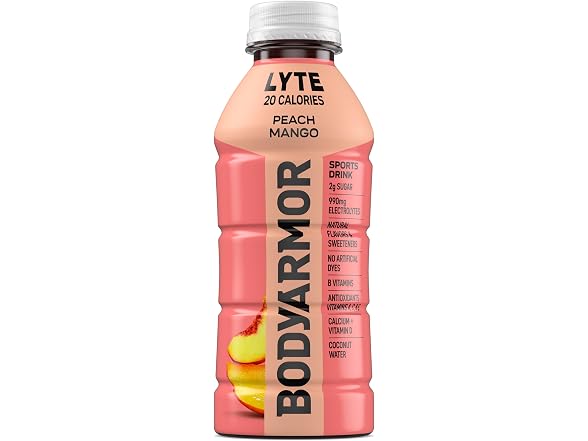 12Pk BODYARMOR LYTE, Peach Mango, Electrolyte