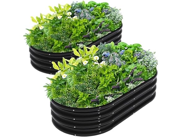 ATRANURE GAR-97 2Pcs Oval Raised Garden Bed 4x2x1ft