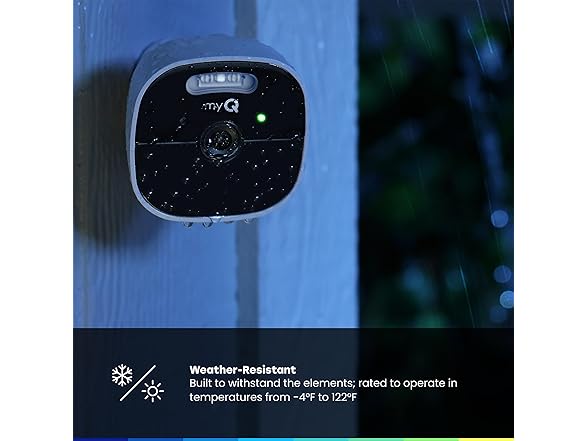 Chamberlain myQ Outdoor Battery Camera | 2K Camera, Color Night Vision, Spotlight, Motion Alerts, Live View with Two-Way Talk, Wireless, Weather-Resistant, Outdoor, White (Open Box)
