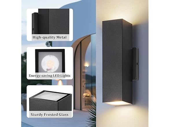 BesLowe 4-Pack Outdoor Wall Lights, Up & Down