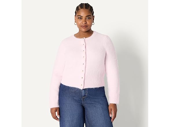 Women's Faux Mohair Button-Down Cardigan
